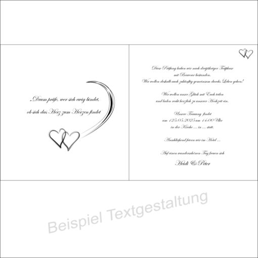 Hochzeitseinladung "Poesie" schwarz-weiß Innentext