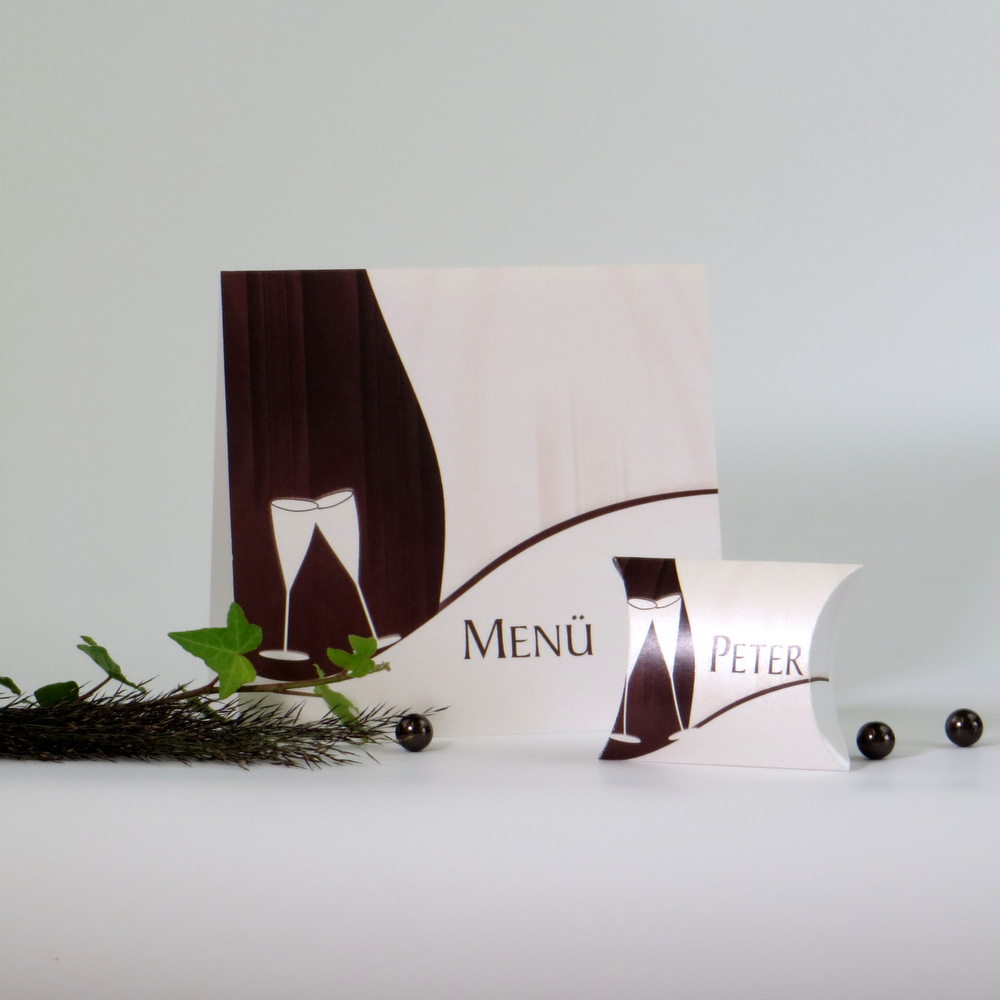 Menükarte "Sekt elegant" braun