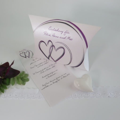 Hochzeitseinladungsbox "'Duo" aubergine