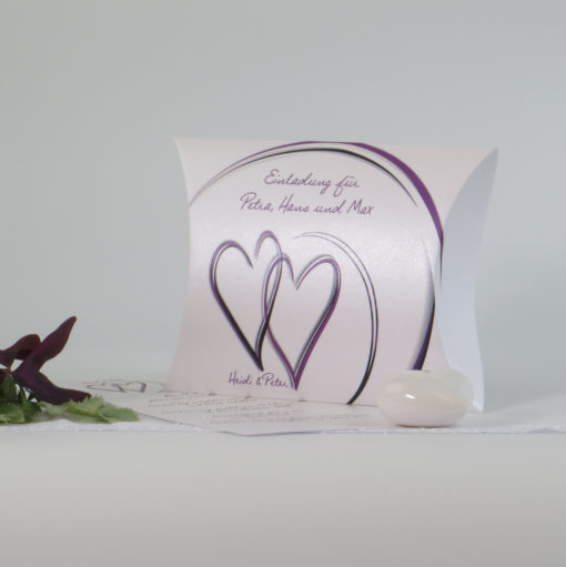 Hochzeitseinladungsbox "'Duo" aubergine