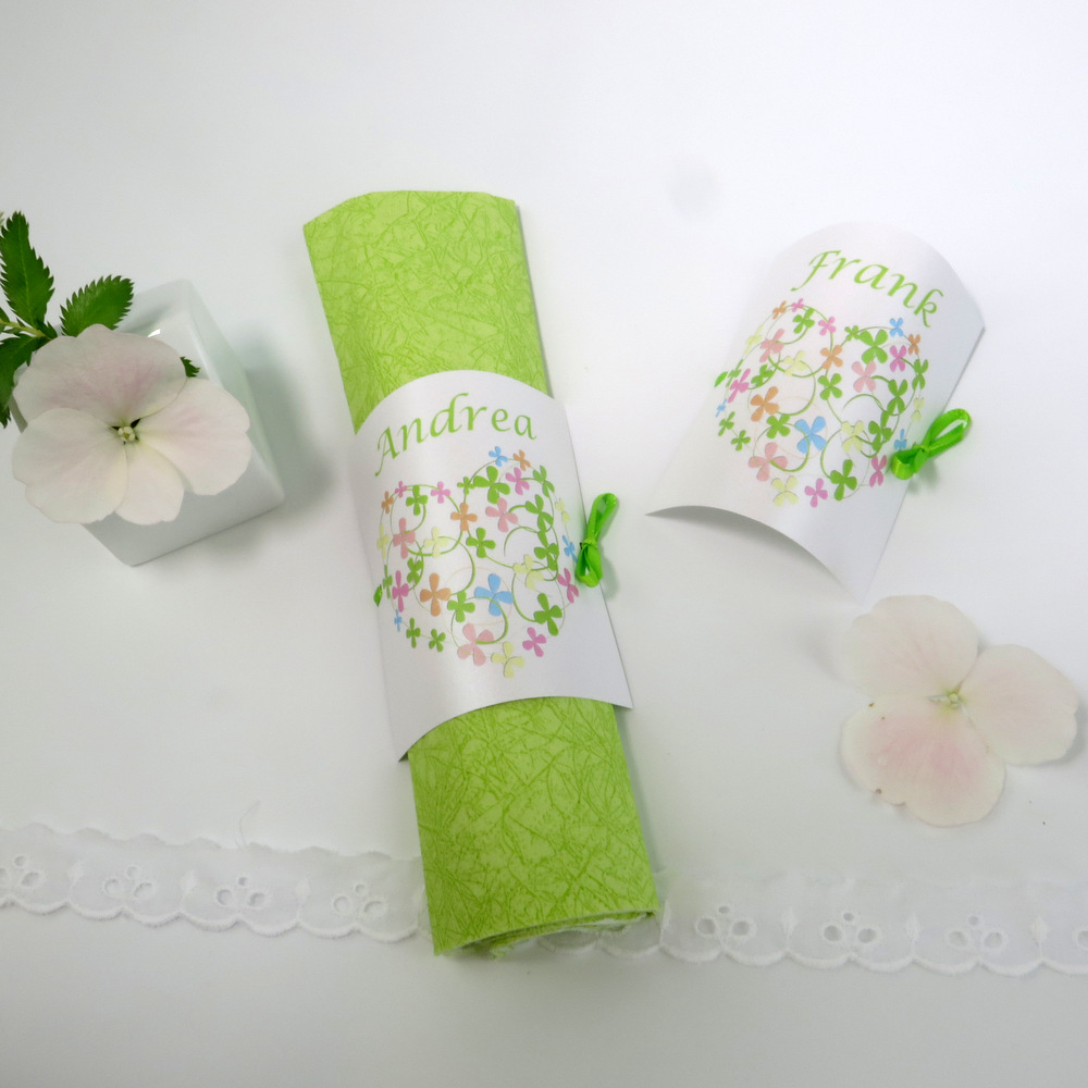 Tischkarte "Blumenherz" bunt Tischkarte "Blumenherz" bunt