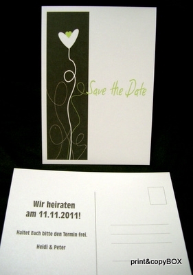 Save the Date "Herzranke" anthrazit-grün Save the Date "Herzranke" anthrazit-grün