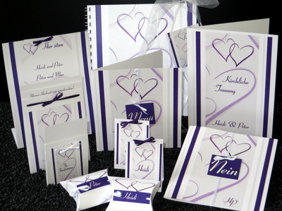 Pfiffige Hochzeitskollektion "Nein, ich will!" in lila Pfiffige Hochzeitskollektion "Nein, ich will!" in lila
