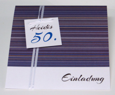 Moderne Einladung zum Geburtstag in faszinierendem Streifenlook von blau und braun Moderne Einladung zum Geburtstag in faszinierendem Streifenlook von blau und braun