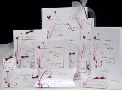 Freches Hochzeitsset in modernem fuchsia und einzigartigem Design Freches Hochzeitsset in modernem fuchsia und einzigartigem Design