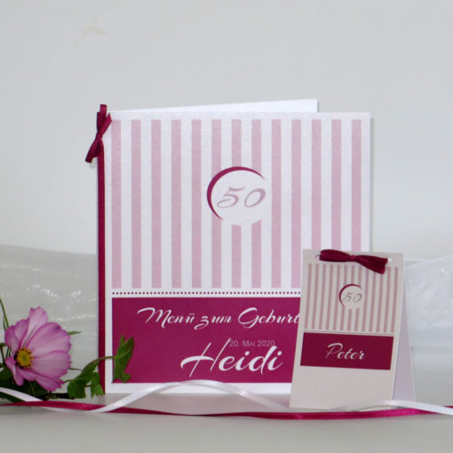 Personalisierte Menükarte zum Geburtstag.