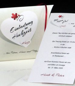 Hochzeitseinladung mit dem gewissen Etwas und Herz.