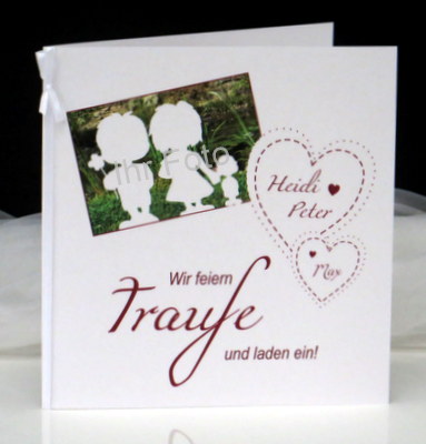 Einladung zur Hochzeit mit Taufe mit Foto und Herzen. Einladung zur Hochzeit mit Taufe mit Foto und Herzen.