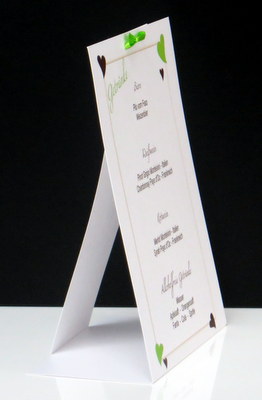 Aufsteller als Getränkekarte für eine Hochzeit in grün. Aufsteller als Getränkekarte für eine Hochzeit in grün.