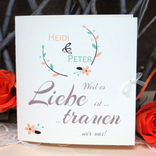 Hochzeitseinladung Amour apricot