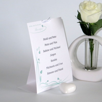 Tischkarte für mehrere Personen zur Hochzeit "Loop" mint Tischkarte für mehrere Personen zur Hochzeit "Loop" mint