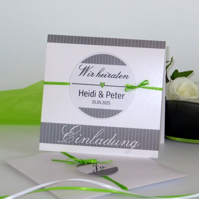 Hochzeitseinladung "Stripes" grün Hochzeitseinladung "Stripes" grün