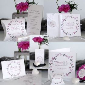 Hochzeitskartenset "Herzring" rosa