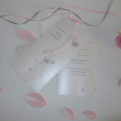 Einladungskarte zur Hochzeit "Blättertraum" rosa Einladungskarte zur Hochzeit "Blättertraum" rosa