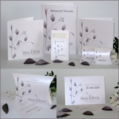 Hochzeitspapeterie "Blattwerk" taupe Hochzeitspapeterie "Blattwerk" taupe