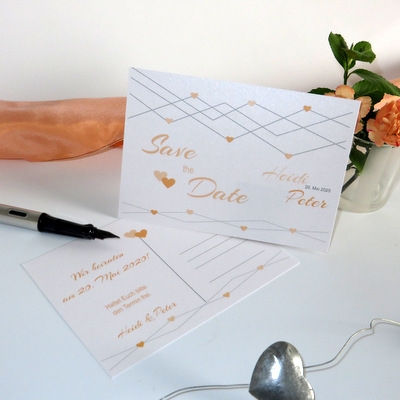 Save the Date "Farbherzen" apricot Save the Date "Farbherzen" apricot