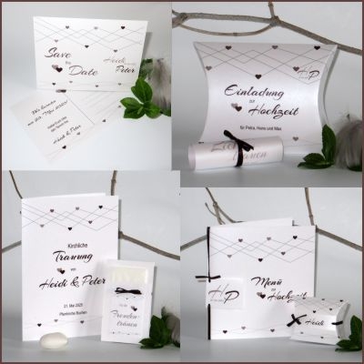Hochzeitsserie "Farbherzen" braun Hochzeitsserie "Farbherzen" braun