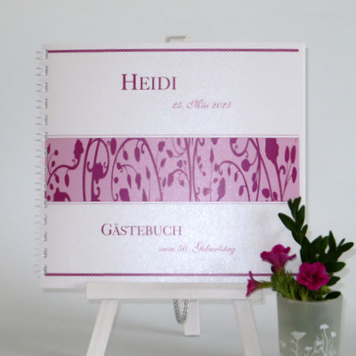 Geburtstagsgästebuch "Florales Design" pink