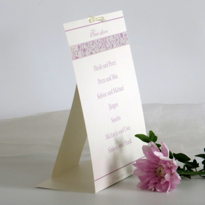 Gruppentischkarte "Florales Design" rosa Geburtstag