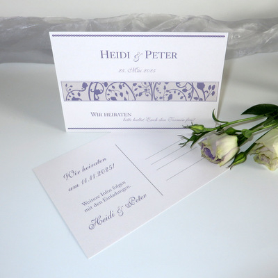 Save the Date "Florales Design" flieder Save the Date "Florales Design" flieder
