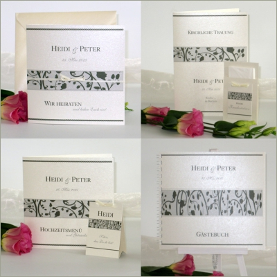 Hochzeitspapeterie "Florales Design" dunkelgrün Hochzeitspapeterie "Florales Design" dunkelgrün