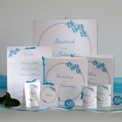 Kartenset Geburtstag "Blumenkranz" türkis Kartenset Geburtstag "Blumenkranz" türkis