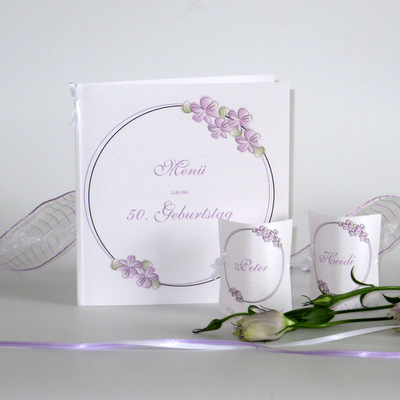 Tischkarte Blumenkranz Flieder Geburtstag Kartencrew De