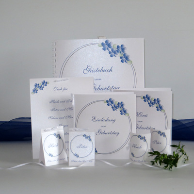 Geburtstagsset "Blumenkranz" blau