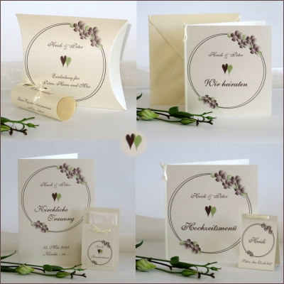 Hochzeitspapeterie "Blumenkranz" braun Hochzeitspapeterie "Blumenkranz" braun