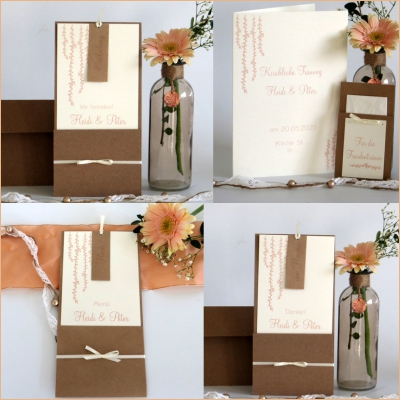 Hochzeitspapeterie zur Save the Date "Botanik" apricot Hochzeitspapeterie zur Save the Date "Botanik" apricot