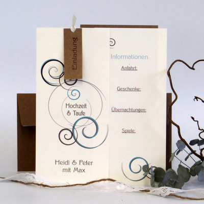 Traufeinladung "Kringel" türkis Traufeinladung "Kringel" türkis