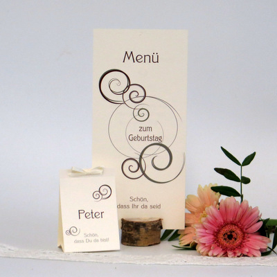 Tischaufsteller Geburtstag "Kringel" grün mit toller Menükarte