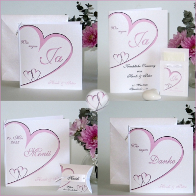 Hochzeitskarten "Herzschlag" rosa Hochzeitskarten "Herzschlag" rosa