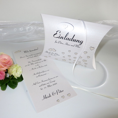 Hochzeitseinladungsbox "Herzzeit" creme Hochzeitseinladungsbox "Herzzeit" creme