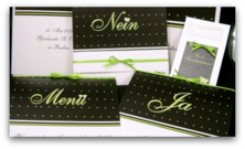 Ausgefallene Hochzeitskarten in grün und schwarz