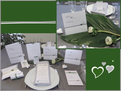 Moderne Hochzeitspapeterie mit Herzen