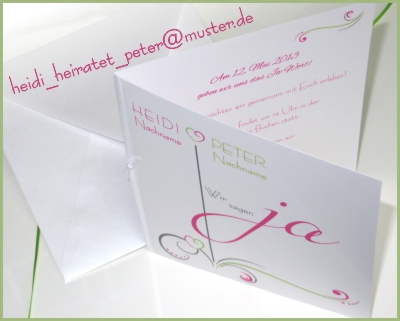 Moderne Hochzeitseinladung mit Mailadresse Schöne Hochzeitseinladung in Pink