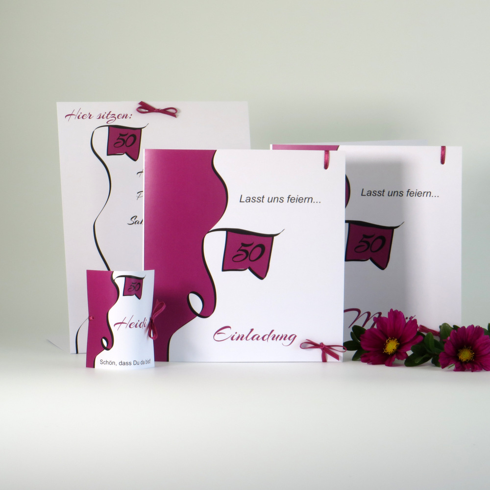 kartenset_geburtstag_designline_pink Geburtstagseinladung "Designline" pink