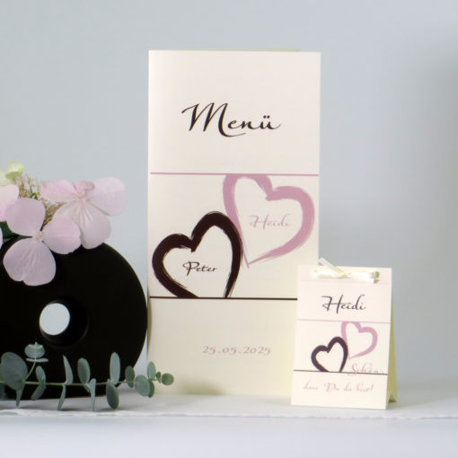 Menükarte "Unser Traum" rosa & braun