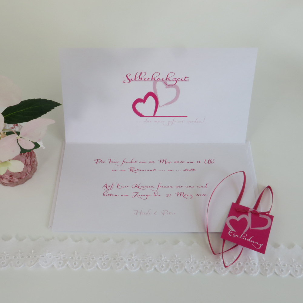 silberhochzeit_einladung_innentext_unser-traum_pink_rosa Einladung zur Silberhochzeit "Unser Traum" pink & rosa