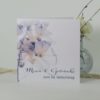 Geburtstagsmenükarte "Flowerdream" blau weiß recycling