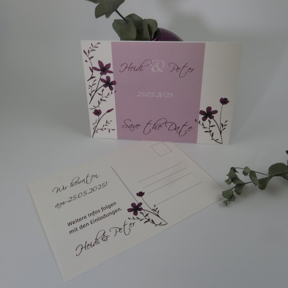 hochzeit_save-the-date_blumenstreifen_aubergine_nachhaltig (4) Save the Date "Blumenstreifen" aubergine creme