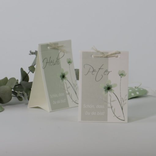 Tischaufsteller "Blumenstreifen" grün creme