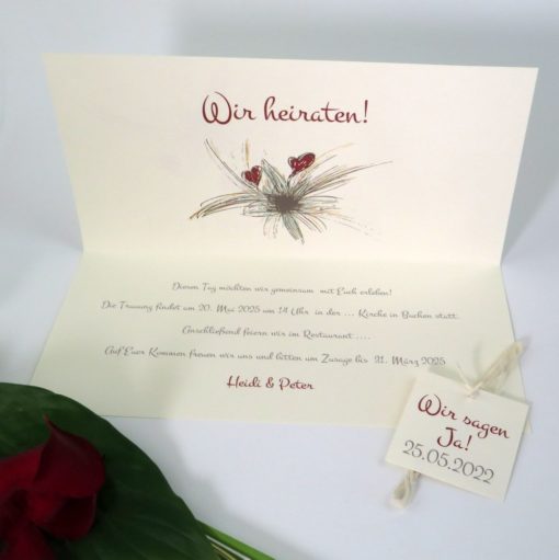 Hochzeitseinladung "Floral Love" rot