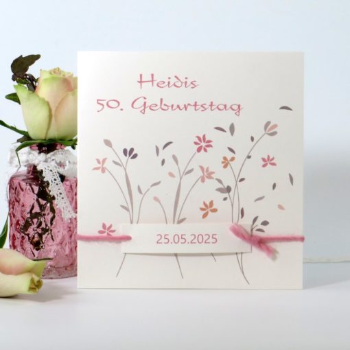 Geburtstagseinladung "Floralia" rosa creme