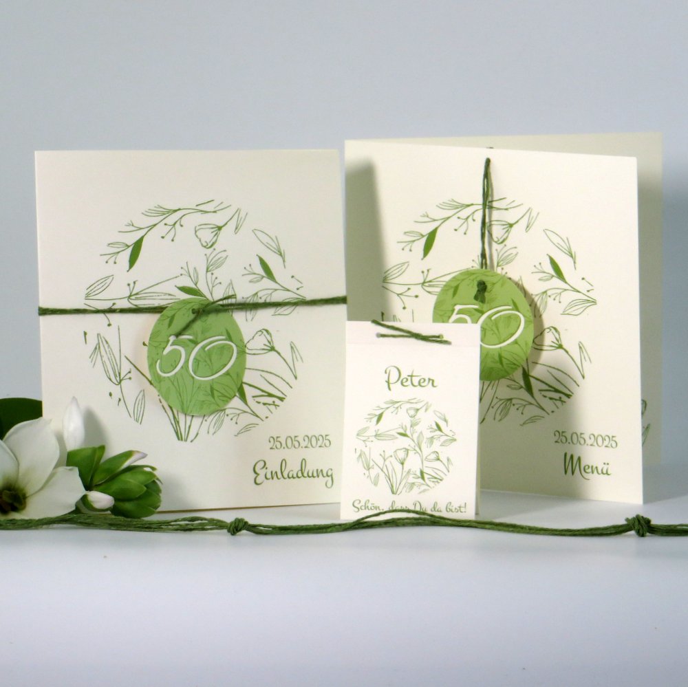 Geburtstagskarten "Blütenwalzer" in grün