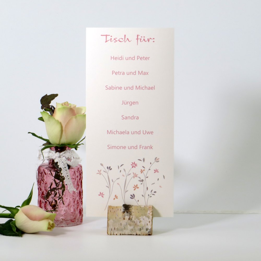 Gruppentischkarte "Floralia" rosa creme