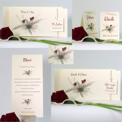 Kartenset für die Silberhochzeit mit dem Design 