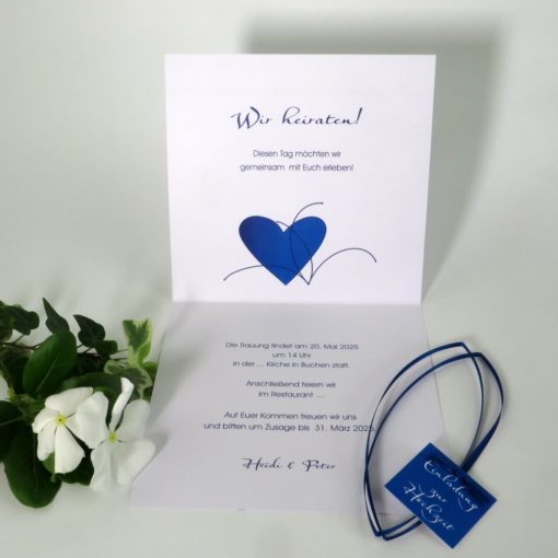 Hochzeitseinladung "Liebespost" blau