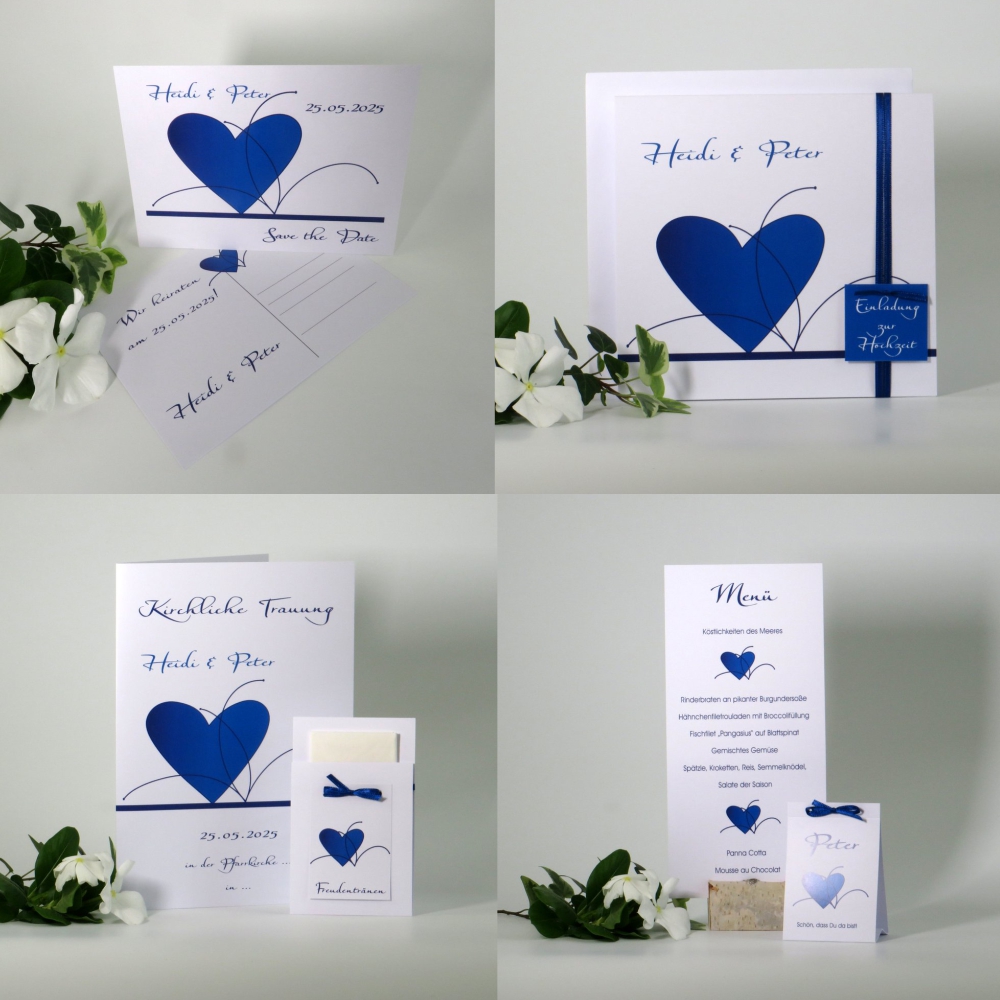 Hochzeitspapeterie "Liebespost" in blau